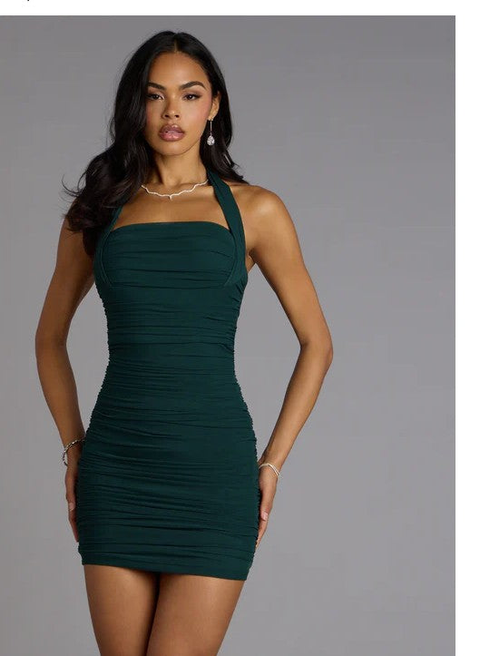 Irresistible Halter Cut Mini Dress