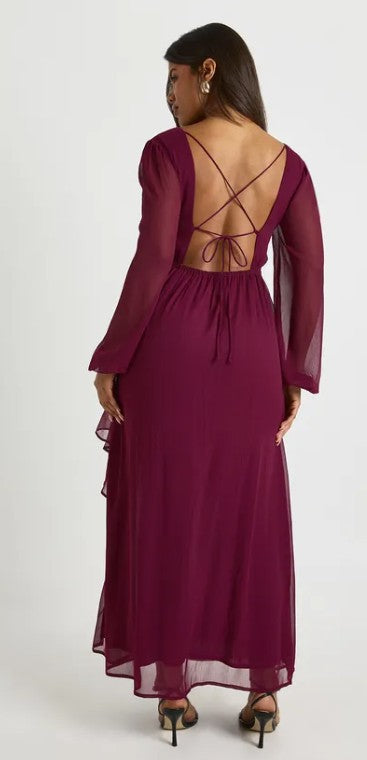 Ethereal Frilled Chiffon Evening Dress